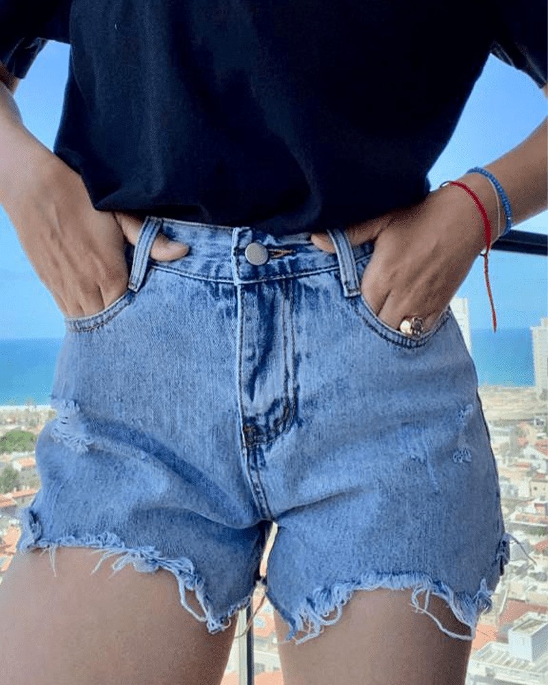 מכנס ג'ינס קצר לנשים ונערות