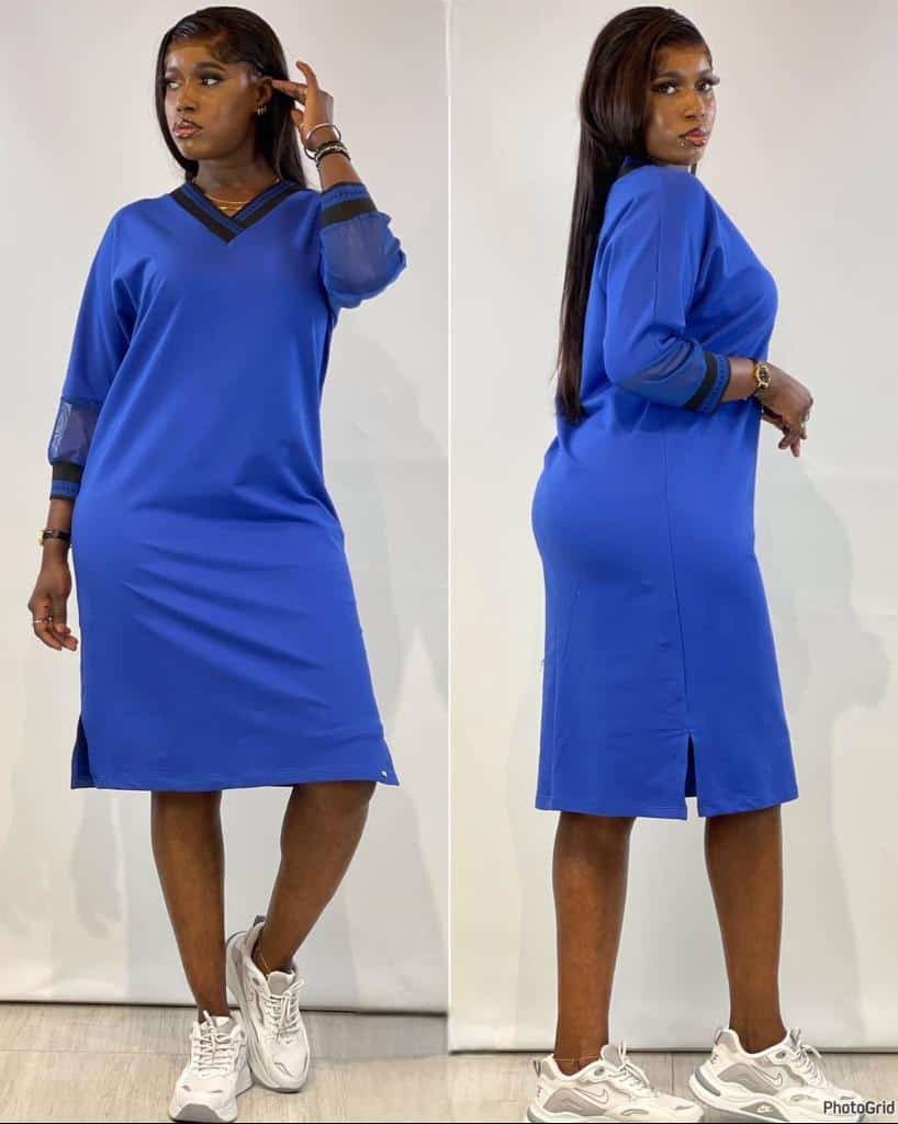 שמלה לנשים במידות גדולות בצבע כחול
