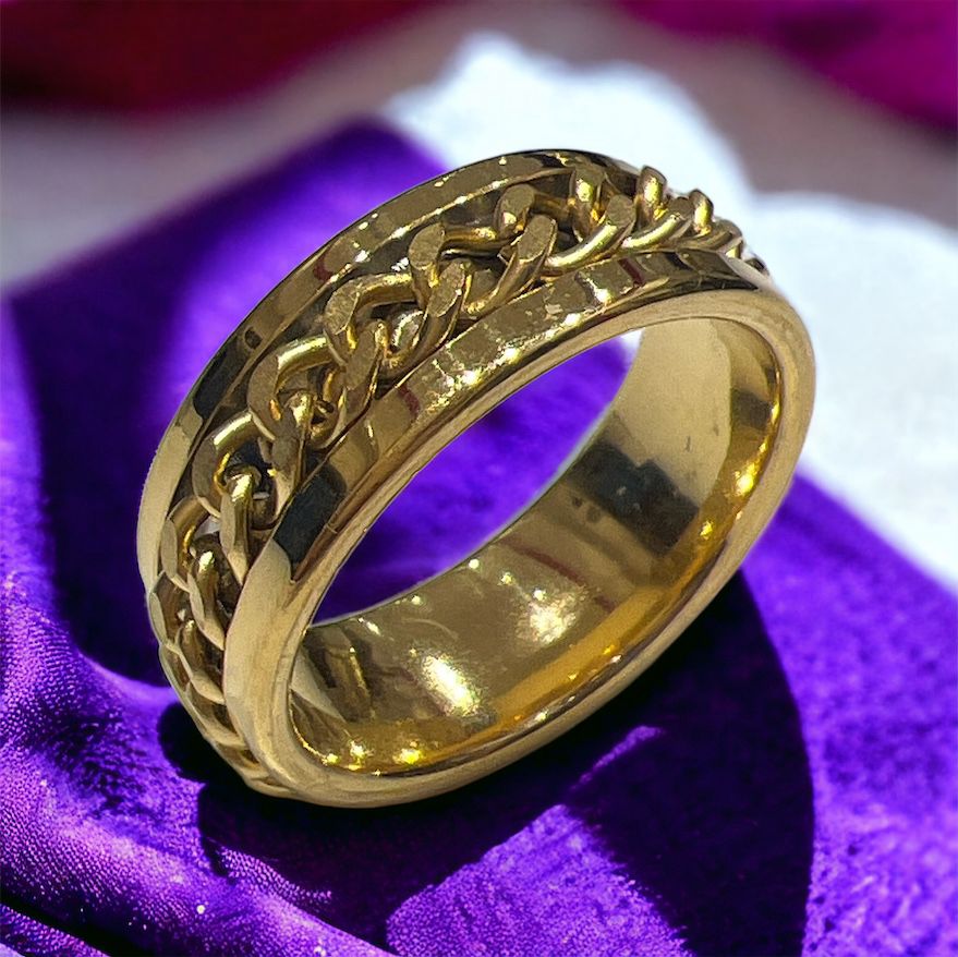 טבעת סטיינלס סטיל חוליות זהב